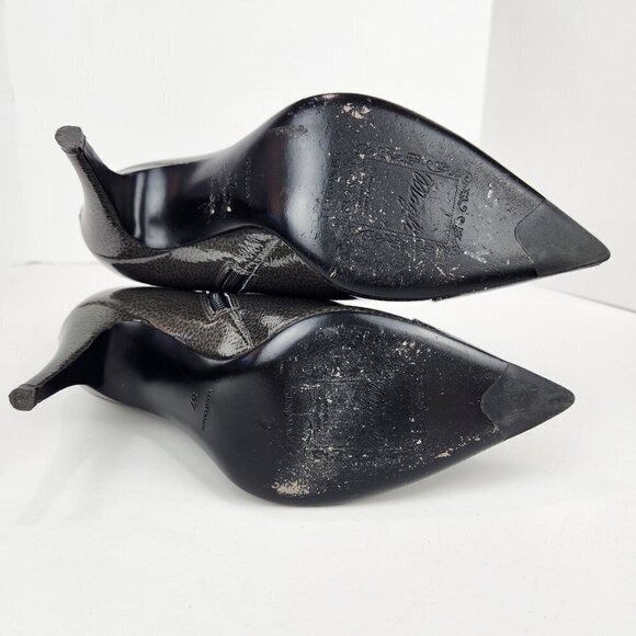 Bruno Magli Bucine Pointed Toe Patent Leather Boot Women's 7 Mid Calf‎ Dark Gray - Picture 12 of 16